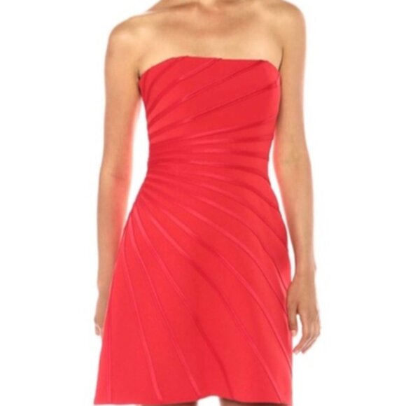Halston Crepe Sunray Strapless Dress - Picture 2 of 4